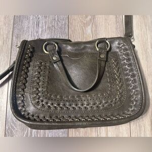 Antik Kraft Anthropologie Olive Green Saddle Bag Leather Crossbody